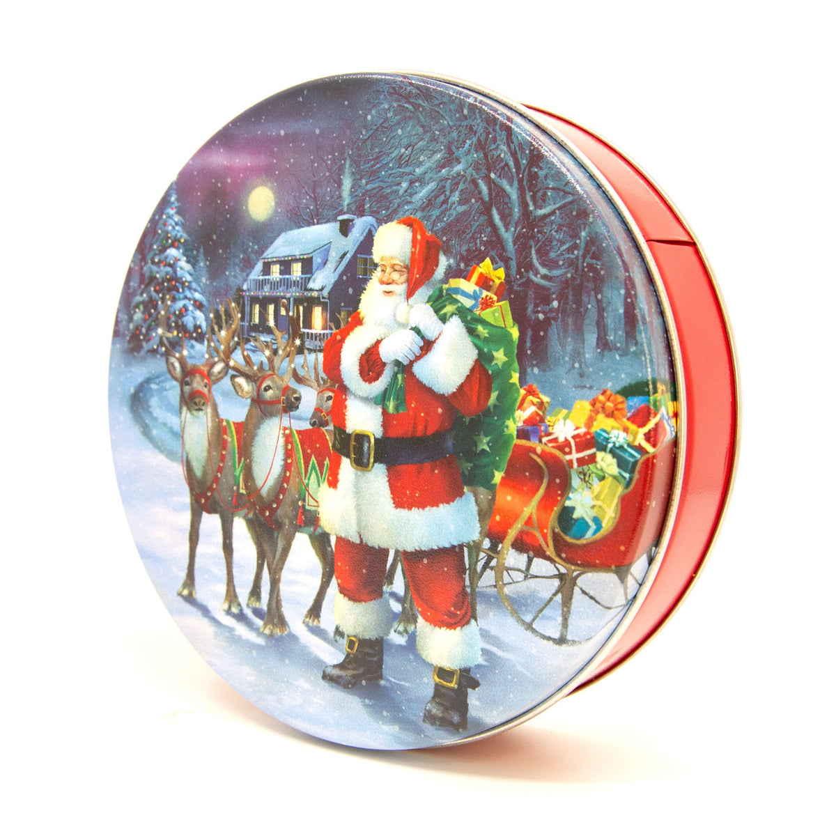 Santa and Reindeer Premium Tin